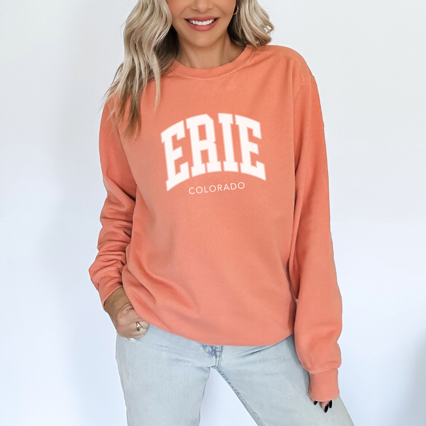 ERIE Varsity - Faded Pepper Crewneck Unisex Garment-Dyed Sweatshirt