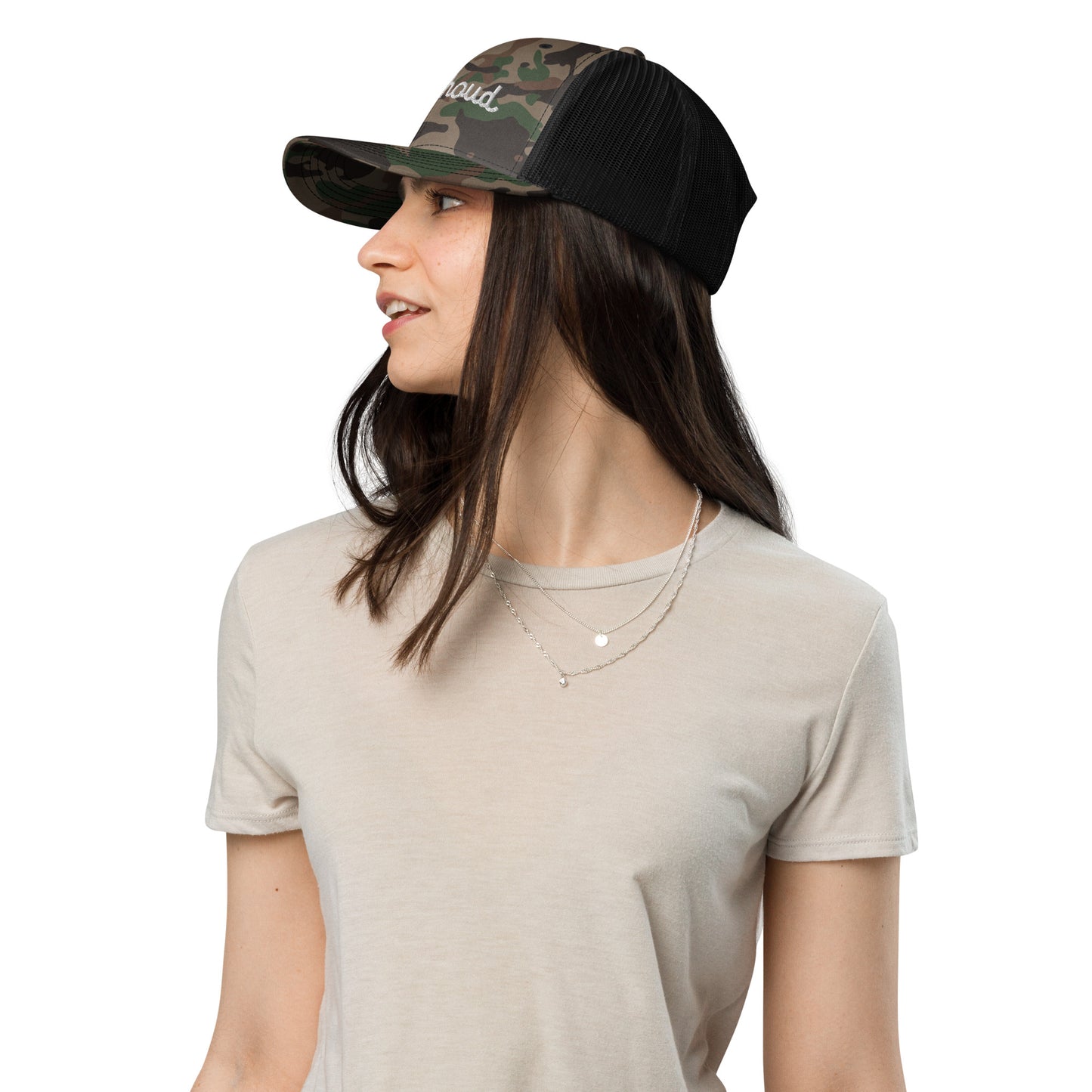 Berthoud Embroidered Camouflage snapback trucker hat