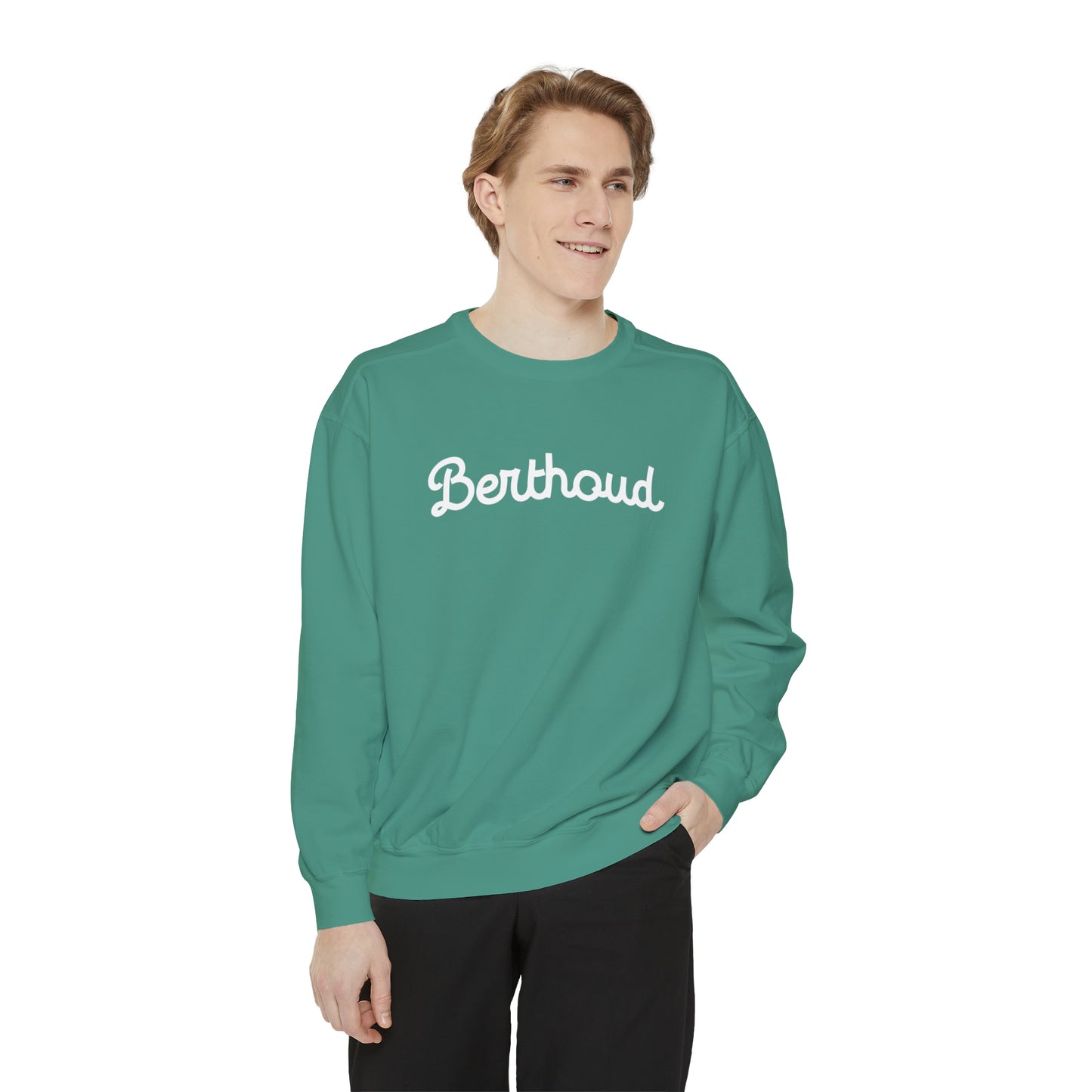 Retro Charm of Berthoud: Cozy Vintage Vibes Crewneck -  Unisex Garment-Dyed Sweatshirt