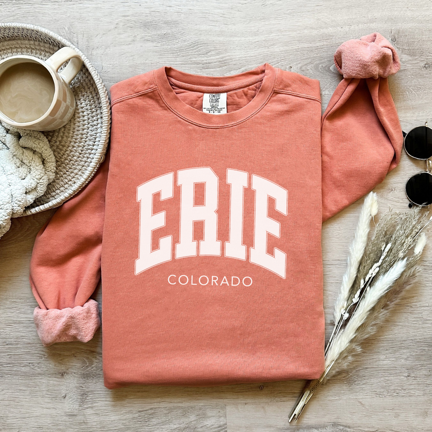 ERIE Varsity - Faded Pepper Crewneck Unisex Garment-Dyed Sweatshirt