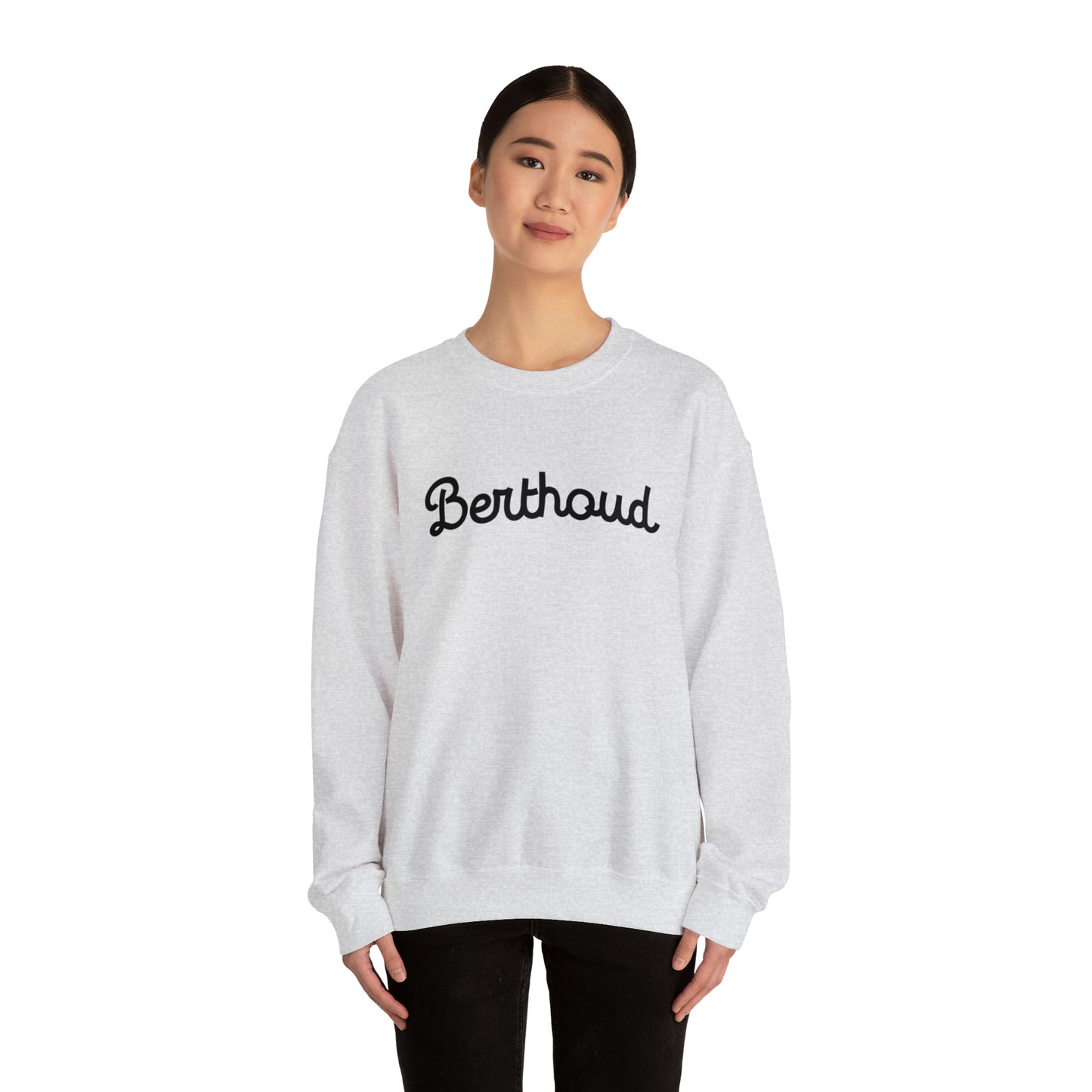 Berthoud Colorado Crewneck - Unisex Heavy Blend™ Crewneck Sweatshirt in White and Ash