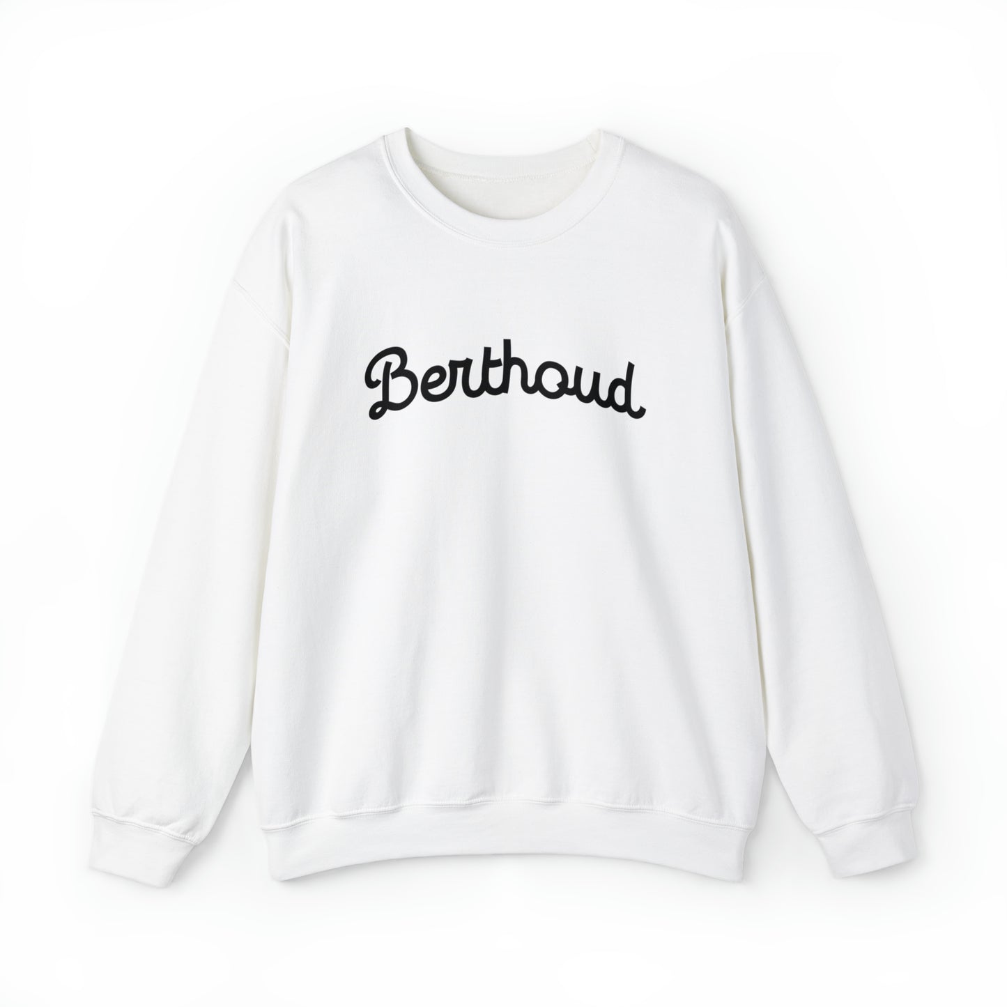 Berthoud Colorado Crewneck - Unisex Heavy Blend™ Crewneck Sweatshirt in White and Ash