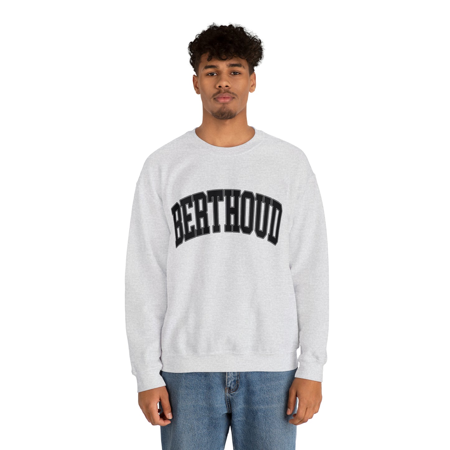 Berthoud 'The Bar' Crewneck - Unisex Heavy Blend™ Crewneck Sweatshirt in White and Ash