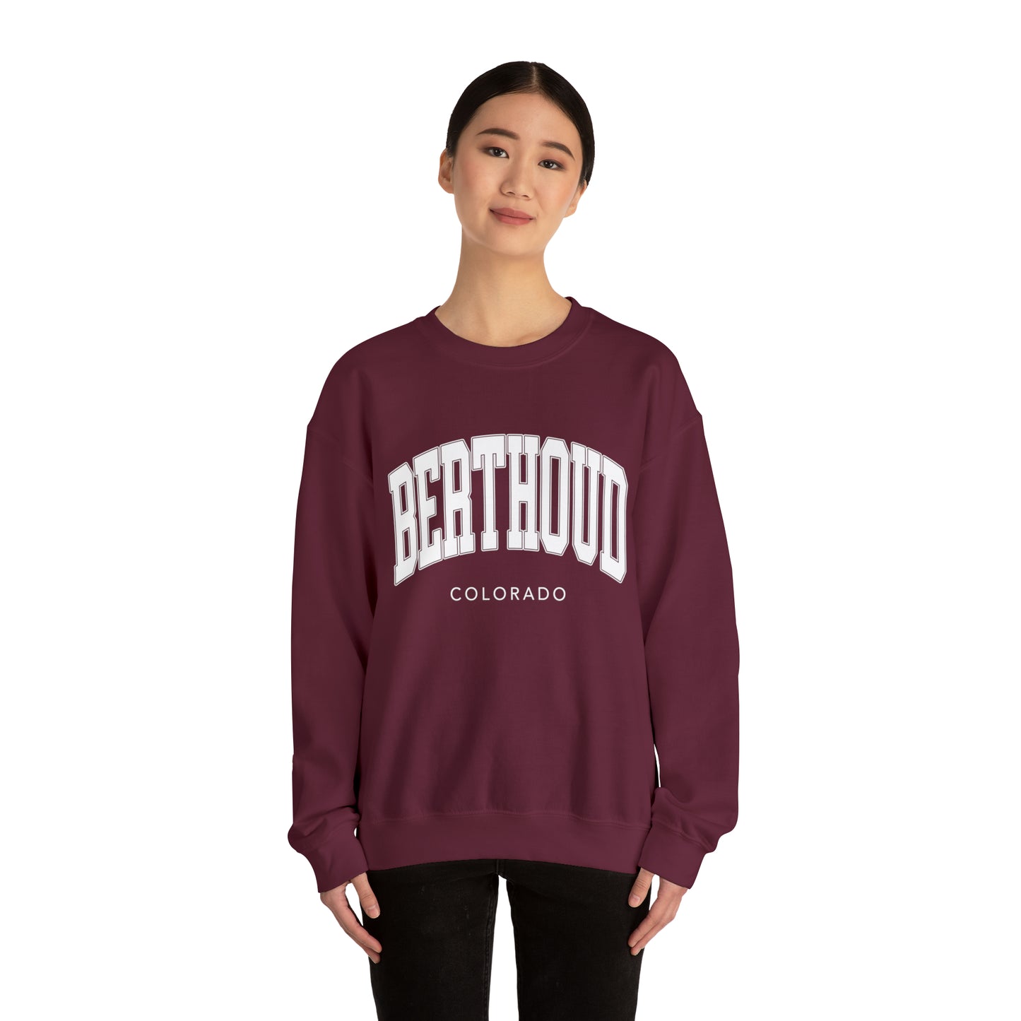 Maroon Berthoud Crewneck - Unisex Heavy Blend™ Crewneck Sweatshirt in Maroon