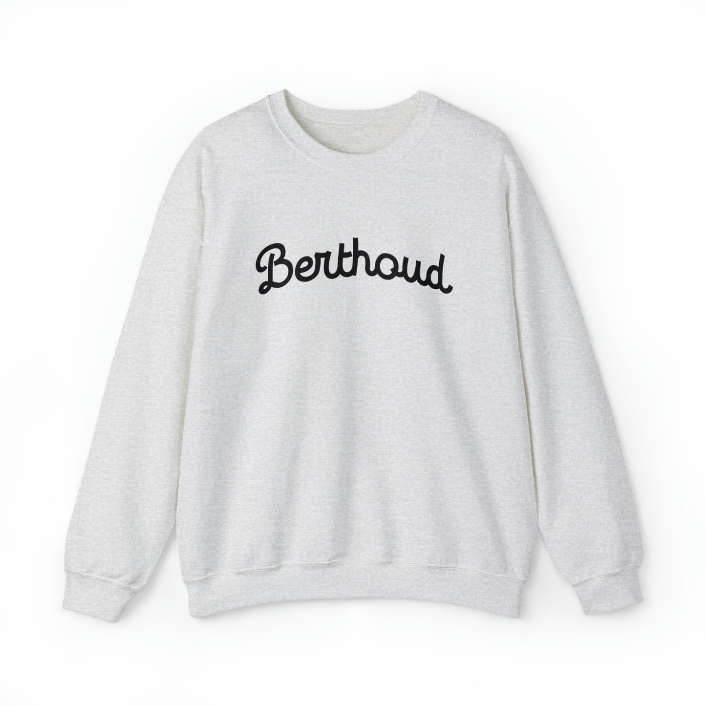 Berthoud Colorado Crewneck - Unisex Heavy Blend™ Crewneck Sweatshirt in White and Ash