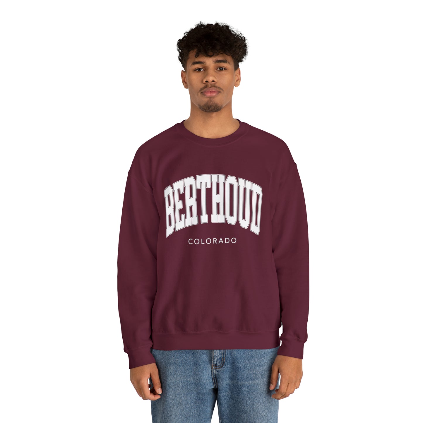 Maroon Berthoud Crewneck - Unisex Heavy Blend™ Crewneck Sweatshirt in Maroon