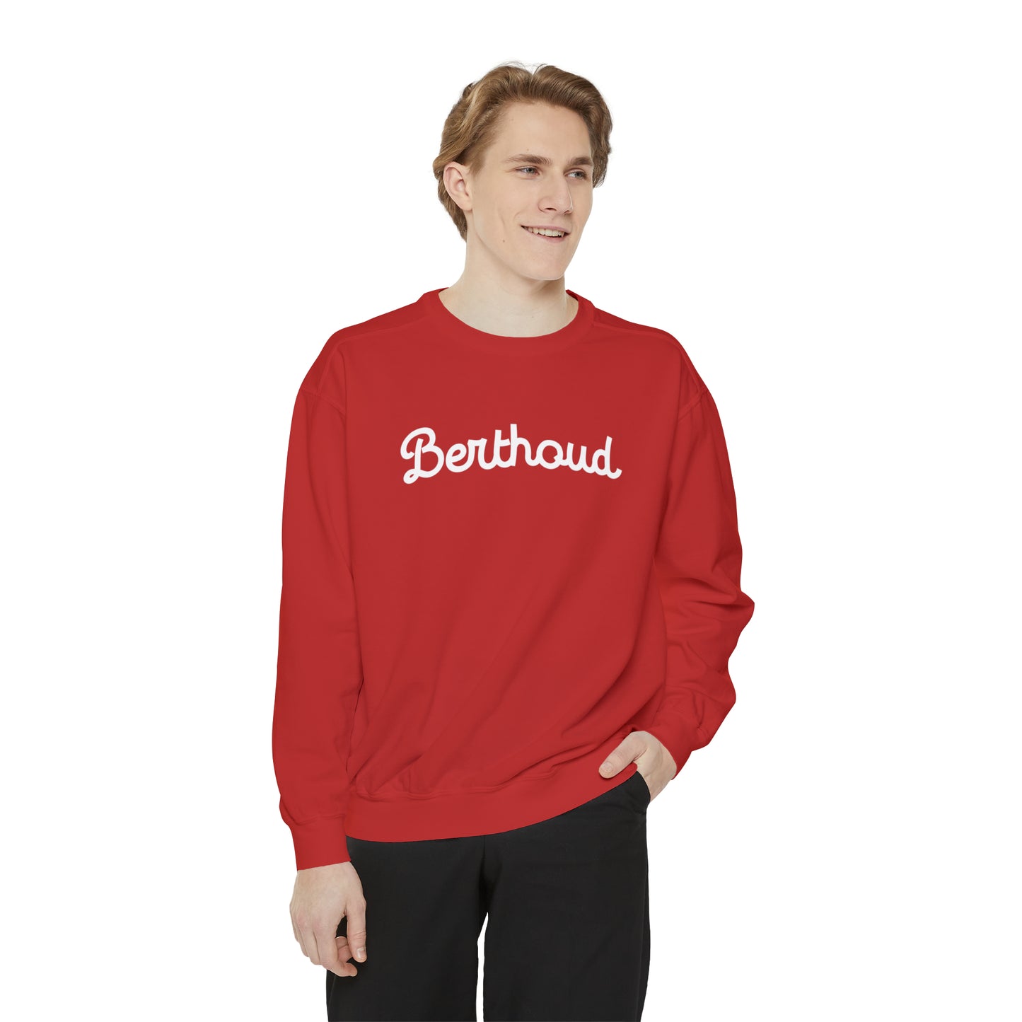 Retro Charm of Berthoud: Cozy Vintage Vibes Crewneck -  Unisex Garment-Dyed Sweatshirt