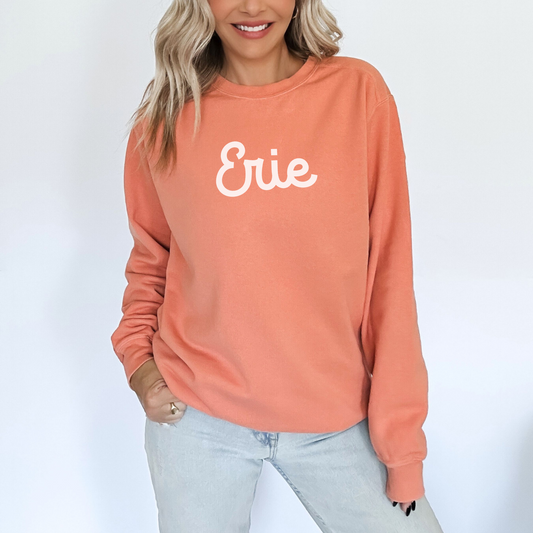 Erie Colorado - Faded Terracotta Crewneck Unisex Garment-Dyed Sweatshirt