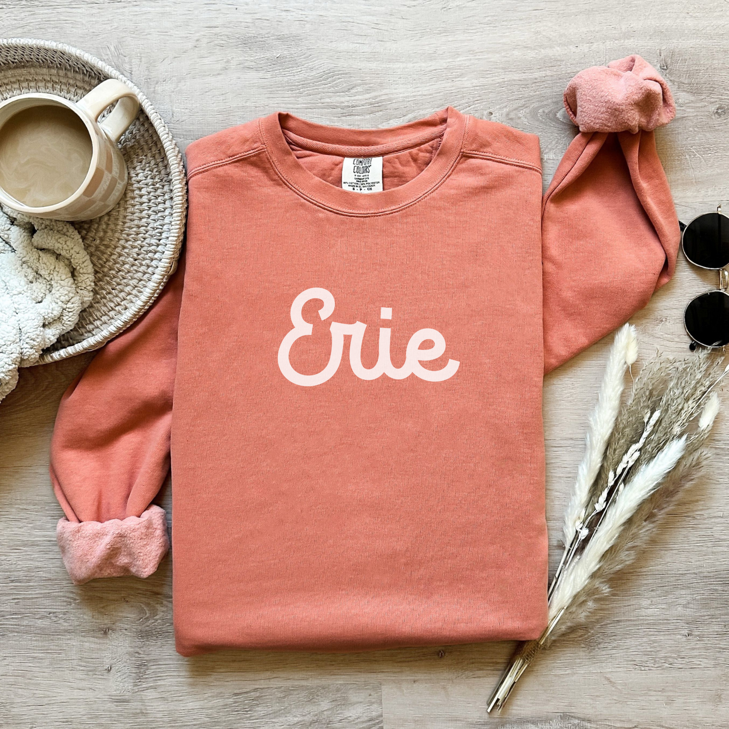 Erie Colorado - Faded Terracotta Crewneck Unisex Garment-Dyed Sweatshirt