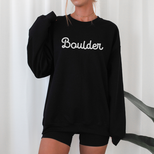 Boulder Colorado Crewneck in Black