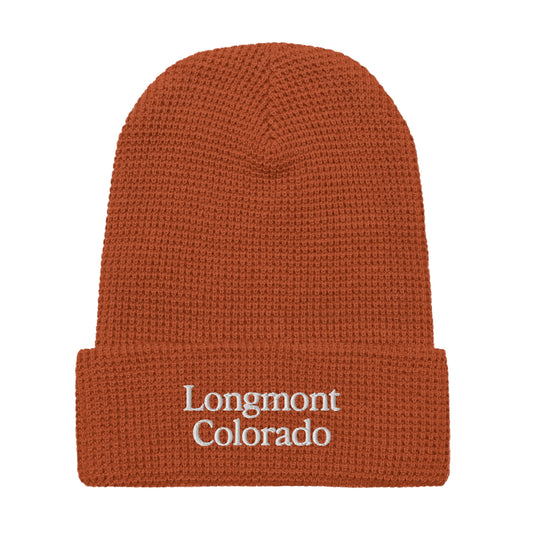 Longmont Colorado Embroidered Waffle beanie